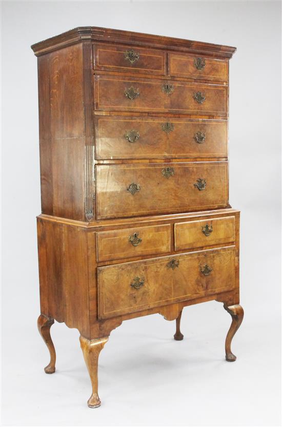 An 18th century walnut chest on stand, W.3ft 2in.